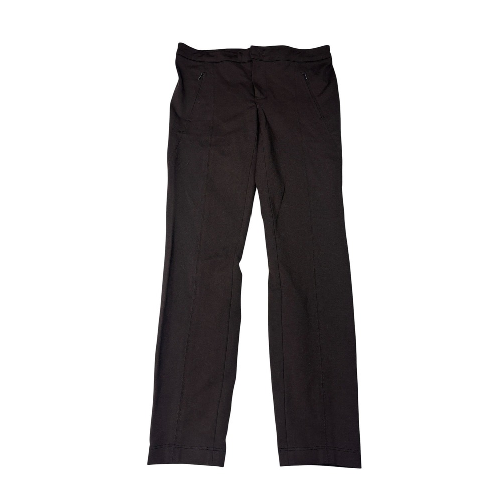 Vince Black Ponte Knit Slim Leg Trousers Seam Detail Zip Pockets Women 6 W29 L27